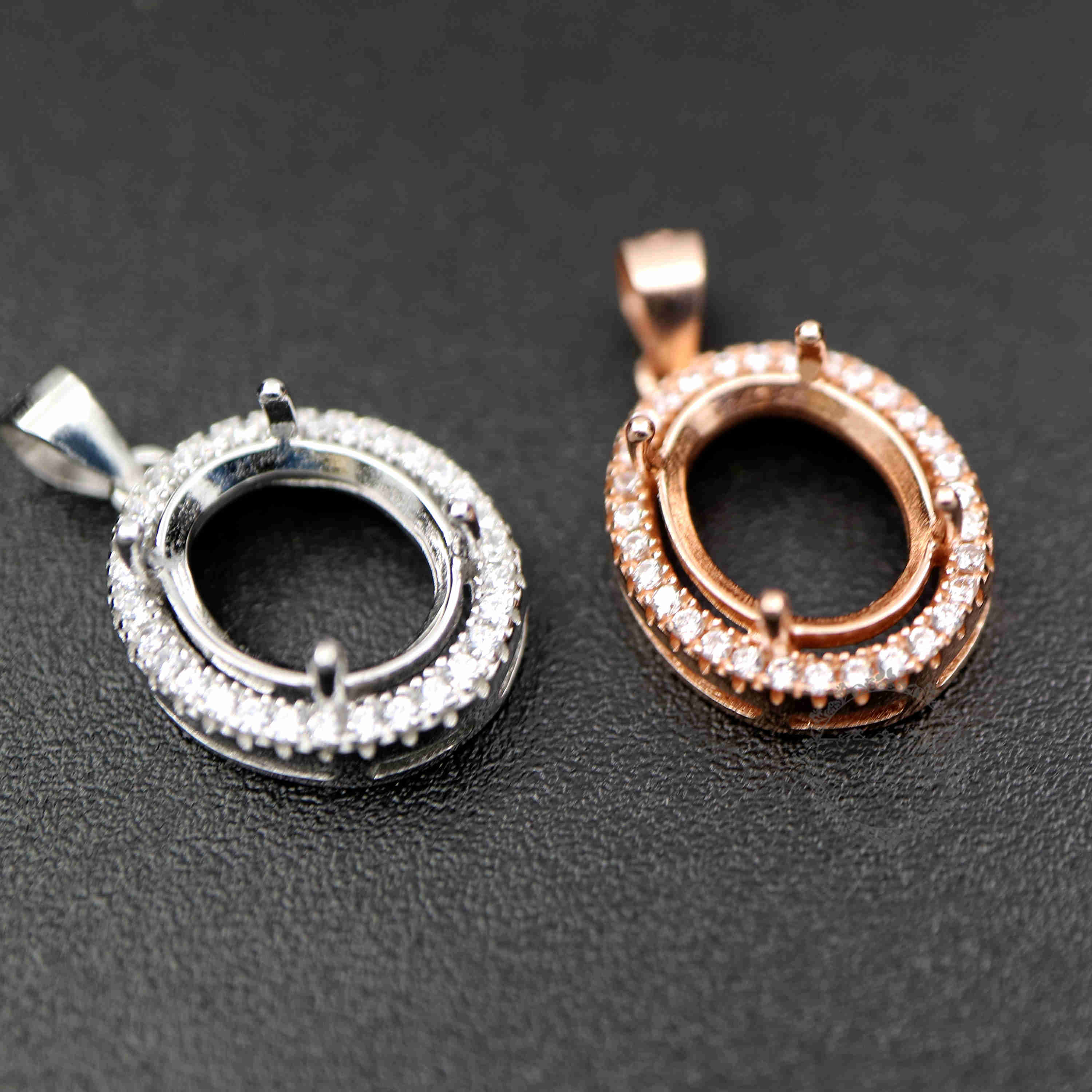 1Pcs Multiple Sizes Rose Gold Silver Prong Bezel Settings For Oval Cz Stone Solid 925 Sterling Silver DIY Pendant Charm Tray 1421098 - Click Image to Close